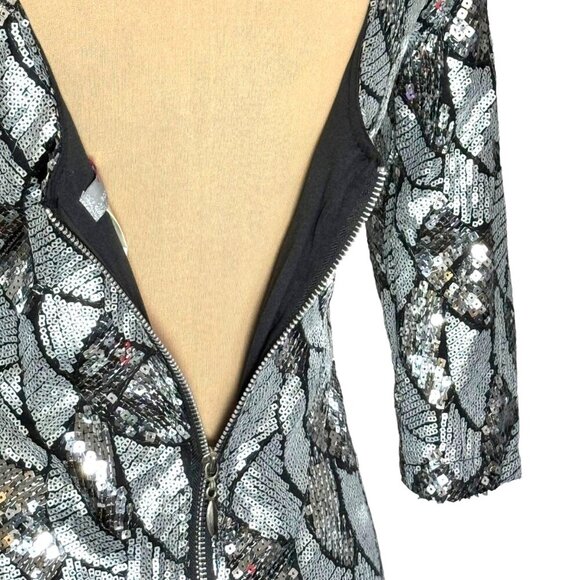 NWT Body Language Paris Sequin Mini Dress Sz.S Silver Cocktail Formal Coquette - Picture 6 of 13